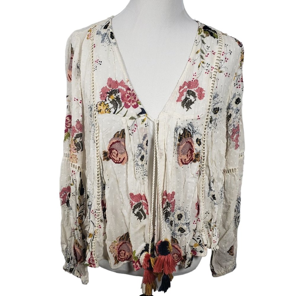 Zara Woman Women's sz Medium Boho Tie Front Swing Jacket - Gently Used